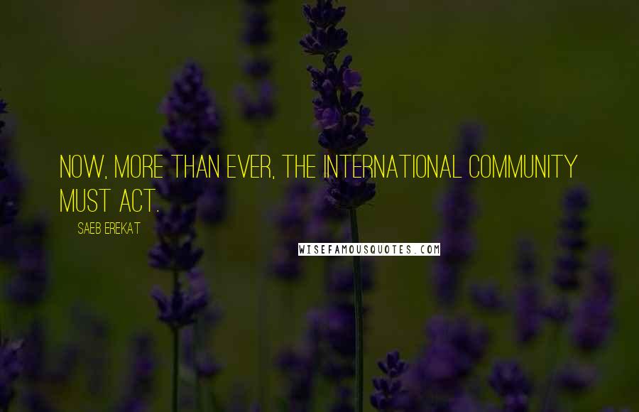 Saeb Erekat Quotes: Now, more than ever, the international community must act.