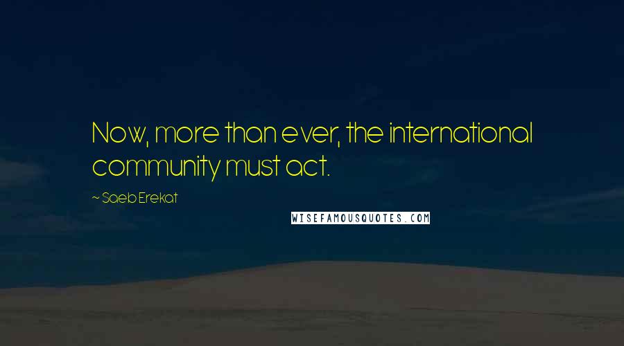 Saeb Erekat Quotes: Now, more than ever, the international community must act.