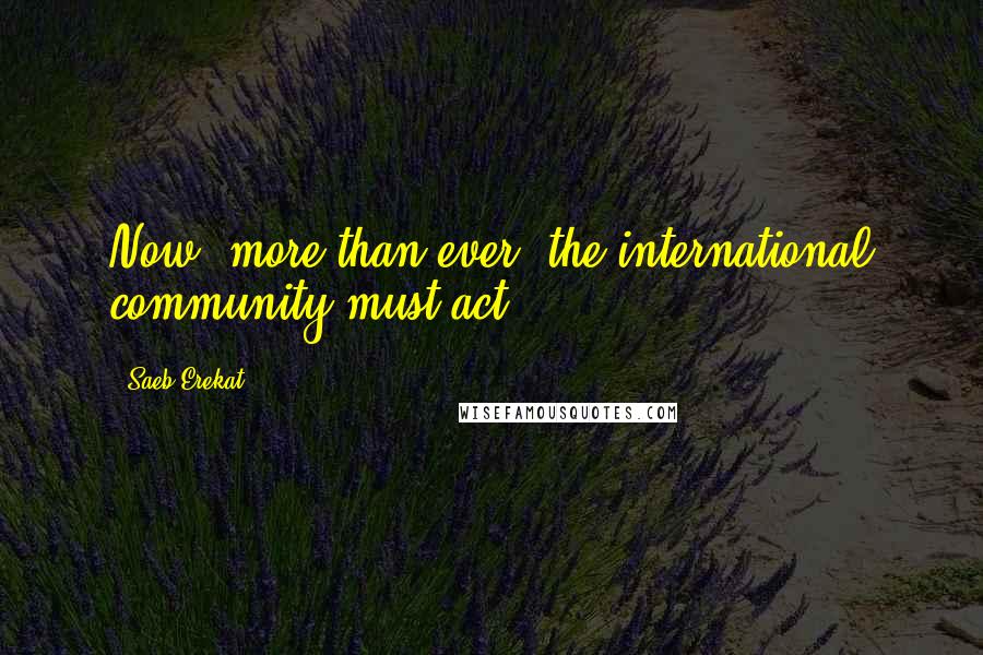 Saeb Erekat Quotes: Now, more than ever, the international community must act.