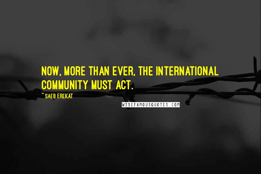 Saeb Erekat Quotes: Now, more than ever, the international community must act.