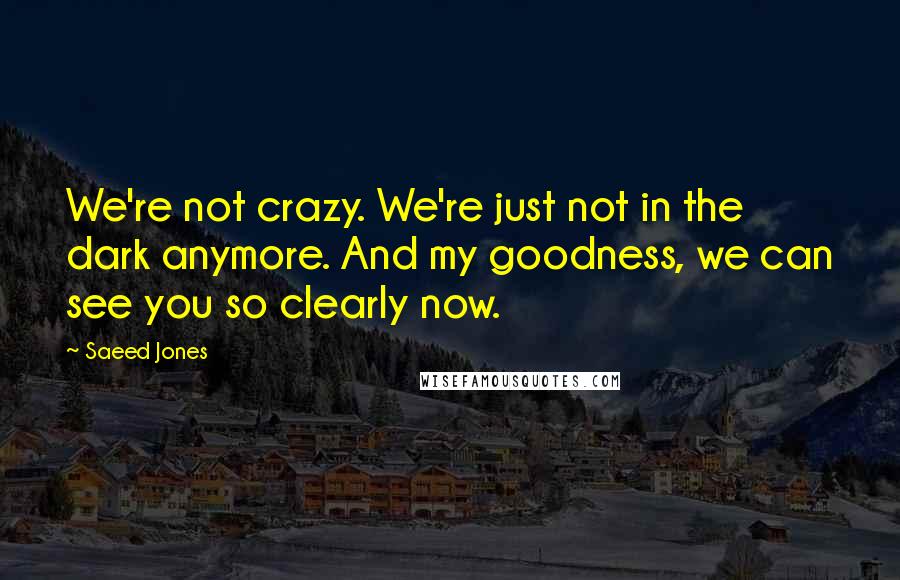 Saeed Jones Quotes: We're not crazy. We're just not in the dark anymore. And my goodness, we can see you so clearly now.