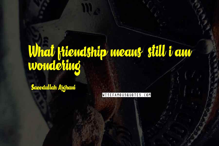 Saeedullah Afghani Quotes: What friendship means? still i am wondering ...