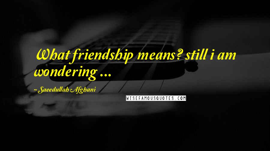 Saeedullah Afghani Quotes: What friendship means? still i am wondering ...