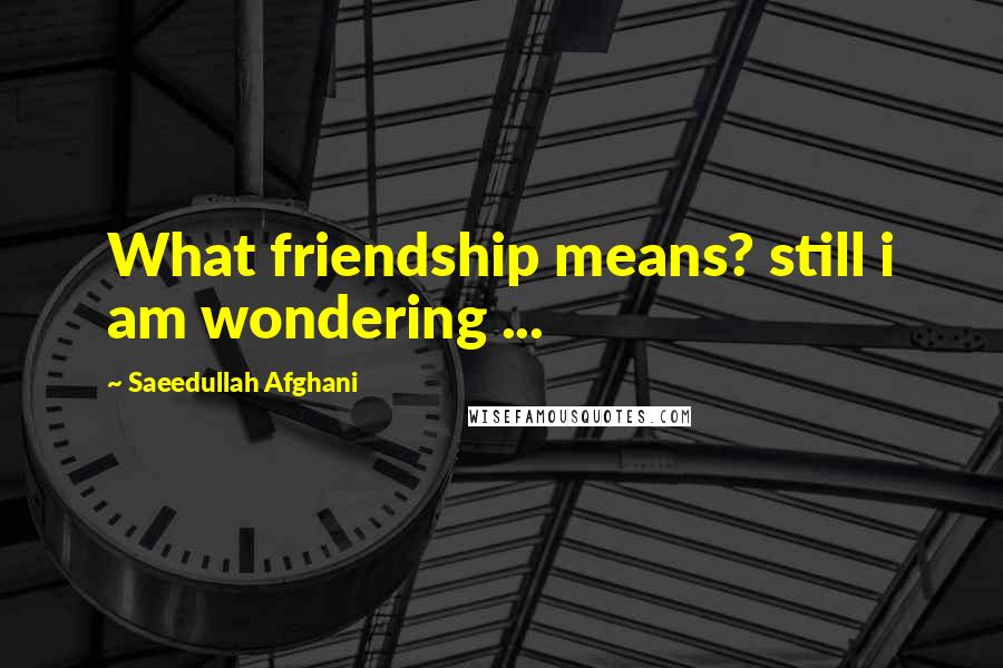 Saeedullah Afghani Quotes: What friendship means? still i am wondering ...