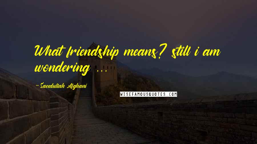 Saeedullah Afghani Quotes: What friendship means? still i am wondering ...