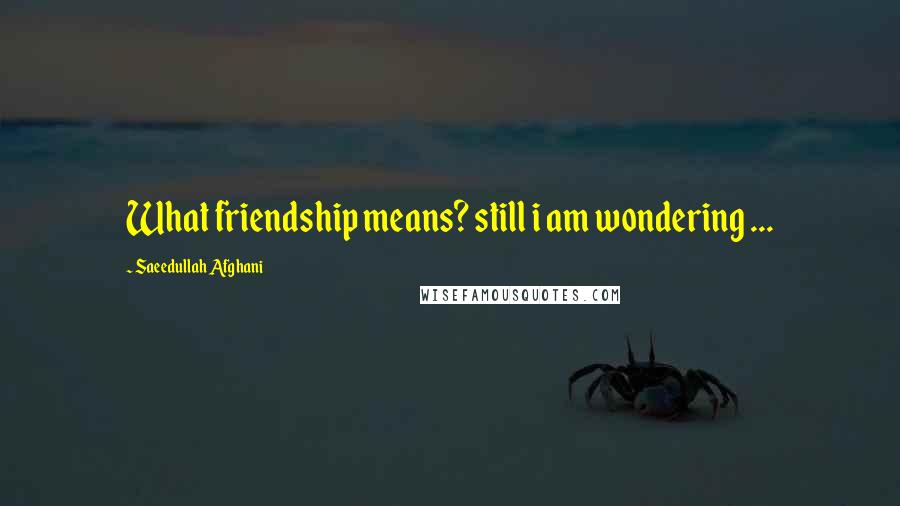 Saeedullah Afghani Quotes: What friendship means? still i am wondering ...