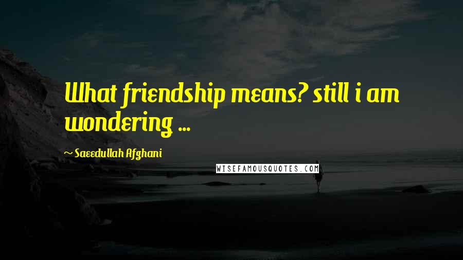 Saeedullah Afghani Quotes: What friendship means? still i am wondering ...