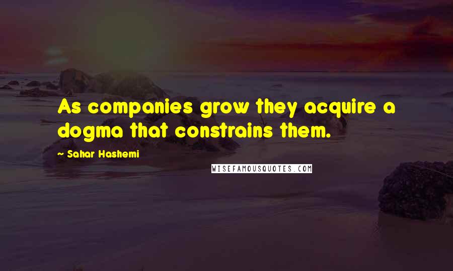 Sahar Hashemi Quotes: As companies grow they acquire a dogma that constrains them.