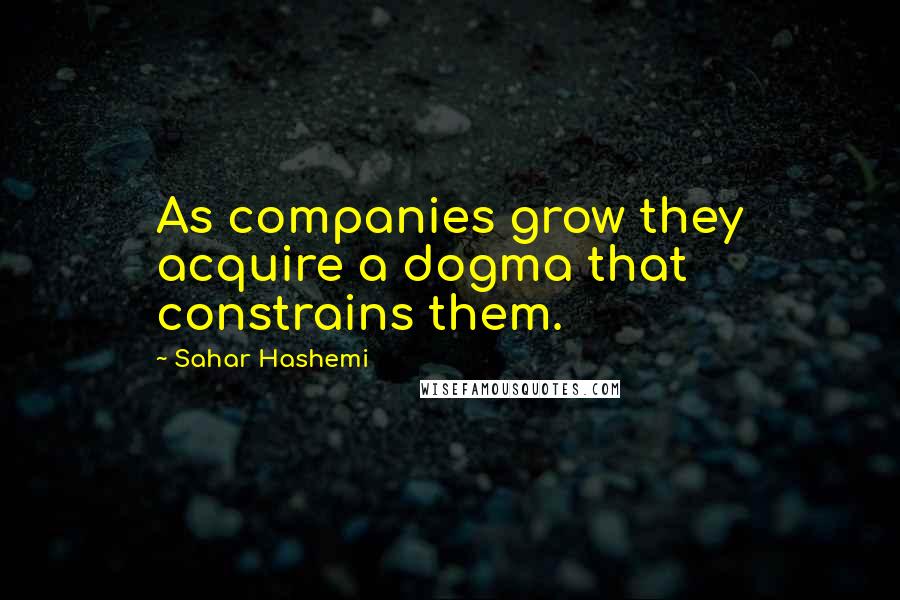 Sahar Hashemi Quotes: As companies grow they acquire a dogma that constrains them.