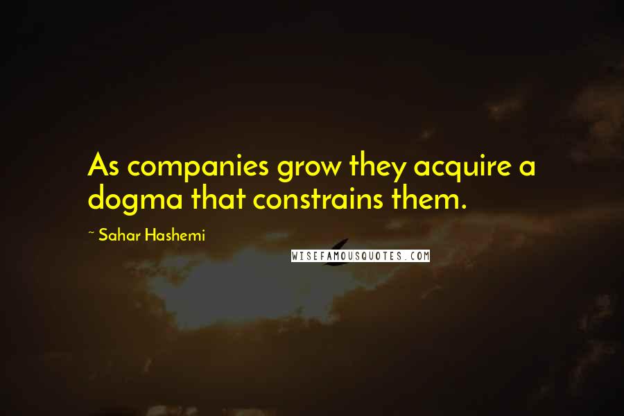 Sahar Hashemi Quotes: As companies grow they acquire a dogma that constrains them.