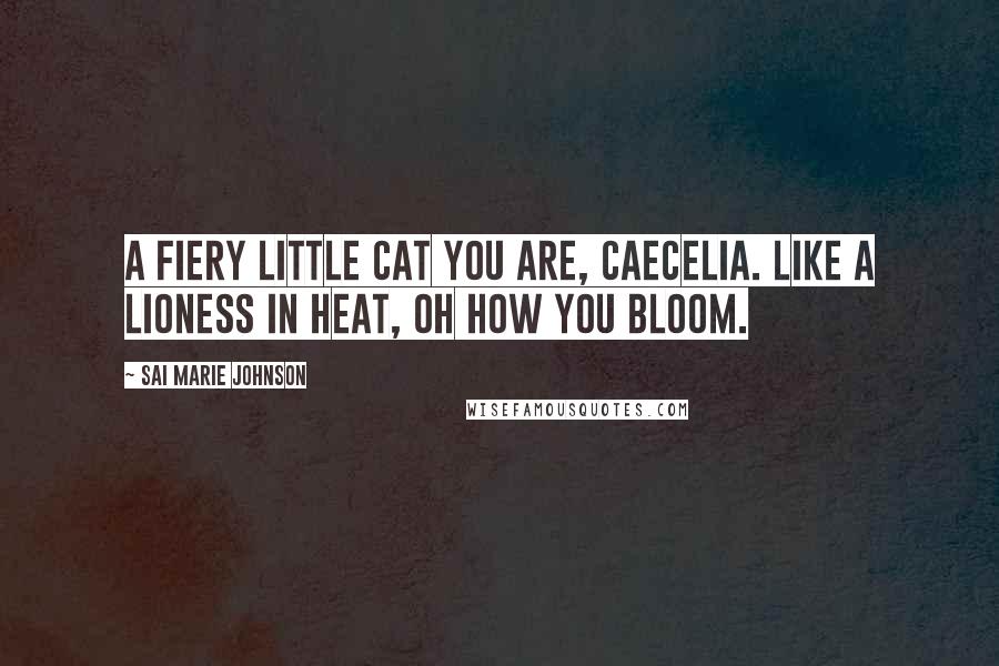 Sai Marie Johnson Quotes: A fiery little cat you are, Caecelia. Like a lioness in heat, oh how you bloom.