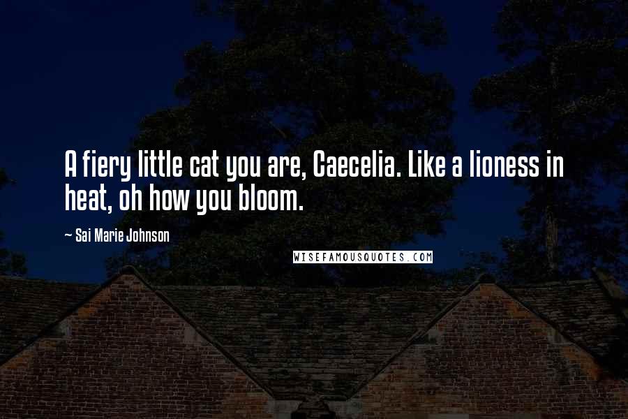 Sai Marie Johnson Quotes: A fiery little cat you are, Caecelia. Like a lioness in heat, oh how you bloom.