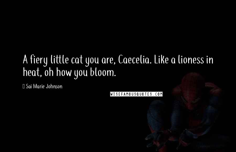 Sai Marie Johnson Quotes: A fiery little cat you are, Caecelia. Like a lioness in heat, oh how you bloom.