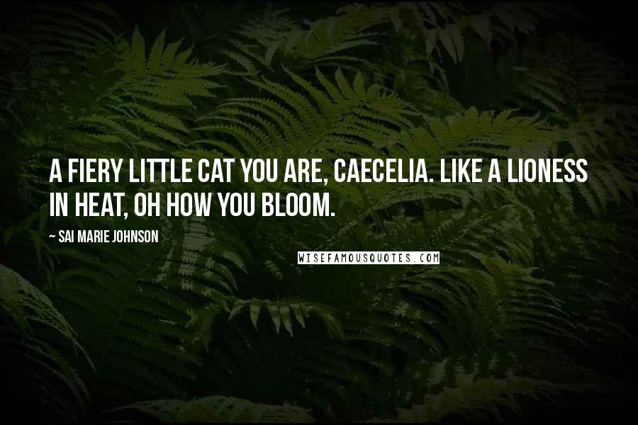 Sai Marie Johnson Quotes: A fiery little cat you are, Caecelia. Like a lioness in heat, oh how you bloom.