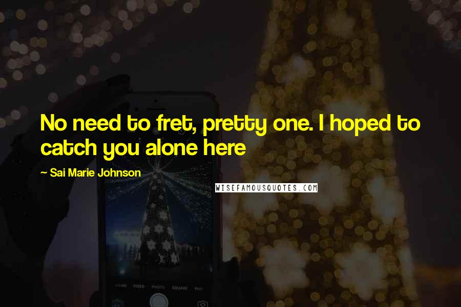 Sai Marie Johnson Quotes: No need to fret, pretty one. I hoped to catch you alone here