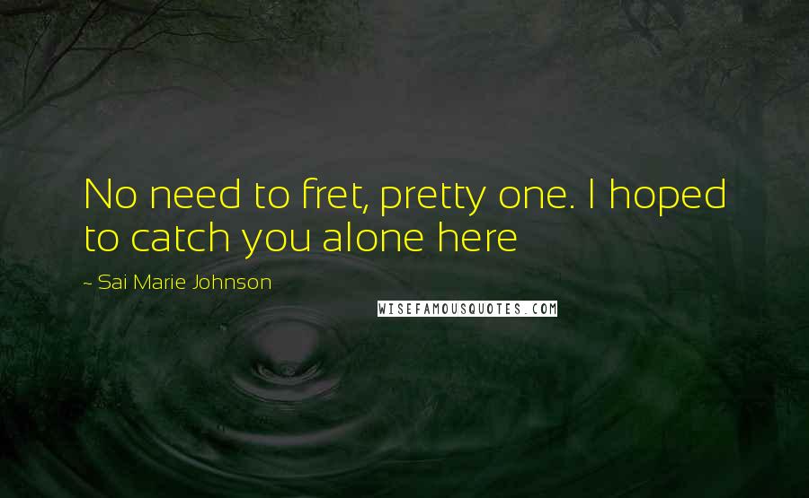 Sai Marie Johnson Quotes: No need to fret, pretty one. I hoped to catch you alone here