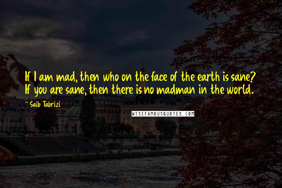 Saib Tabrizi Quotes: If I am mad, then who on the face of the earth is sane? If you are sane, then there is no madman in the world.