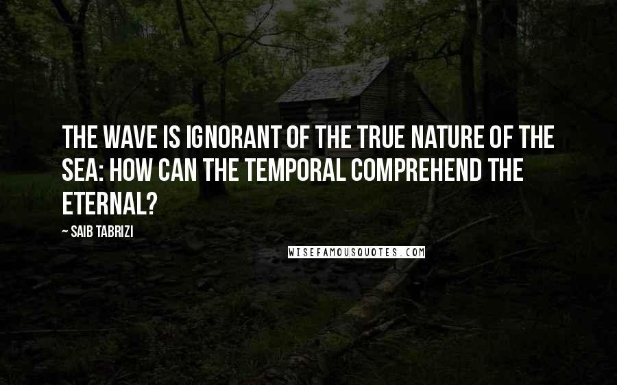 Saib Tabrizi Quotes: The wave is ignorant of the true nature of the sea: how can the temporal comprehend the eternal?