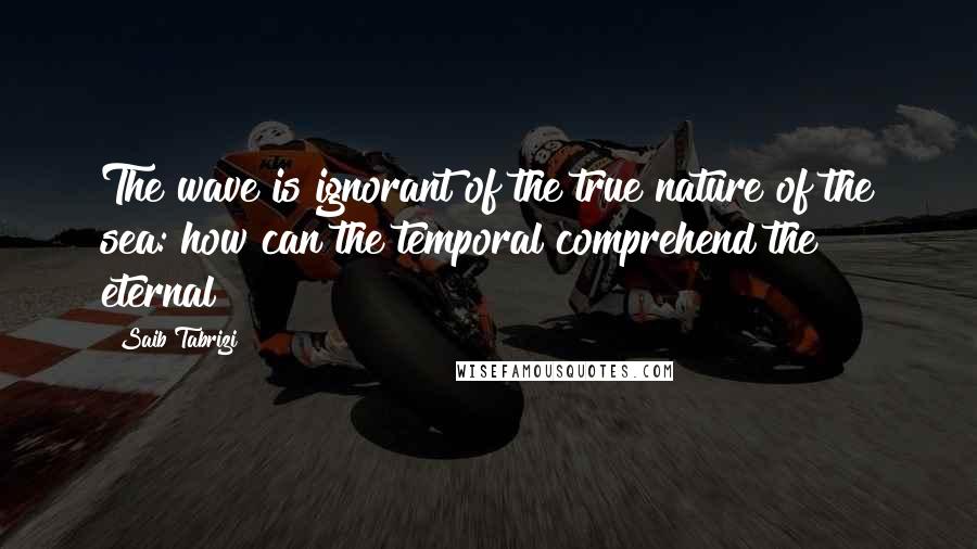 Saib Tabrizi Quotes: The wave is ignorant of the true nature of the sea: how can the temporal comprehend the eternal?