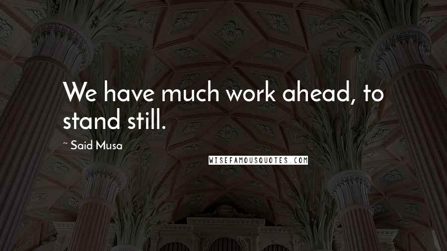 Said Musa Quotes: We have much work ahead, to stand still.