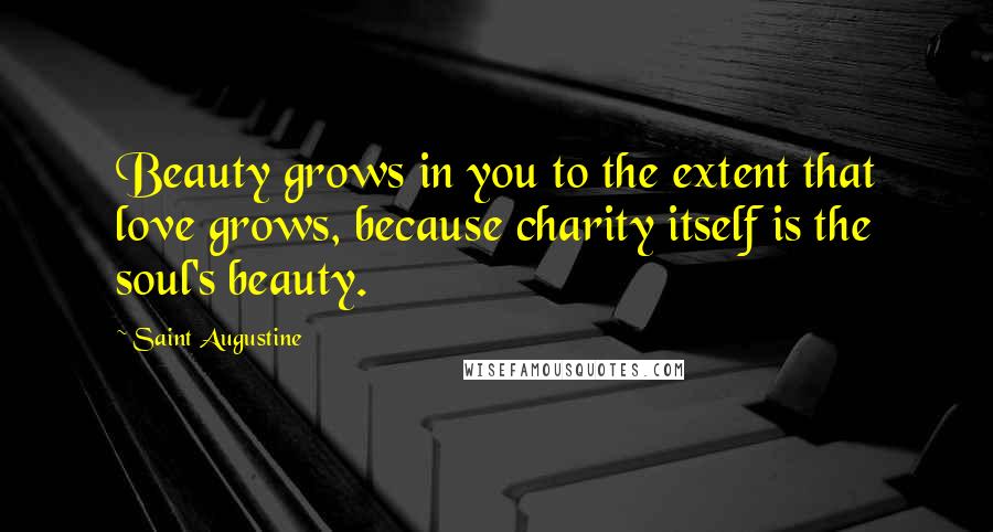 Saint Augustine Quotes: Beauty grows in you to the extent that love grows, because charity itself is the soul's beauty.