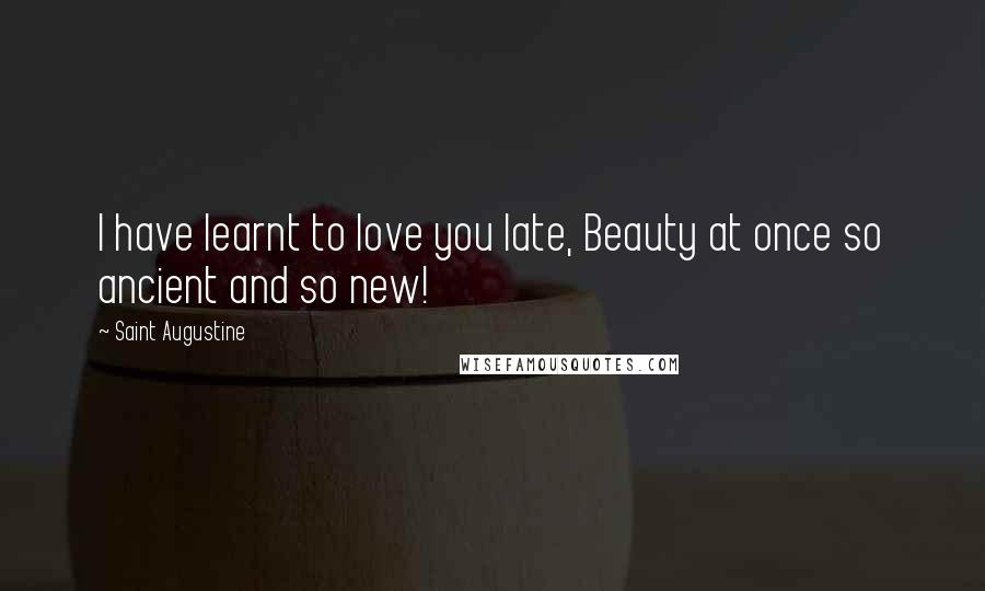 Saint Augustine Quotes: I have learnt to love you late, Beauty at once so ancient and so new!