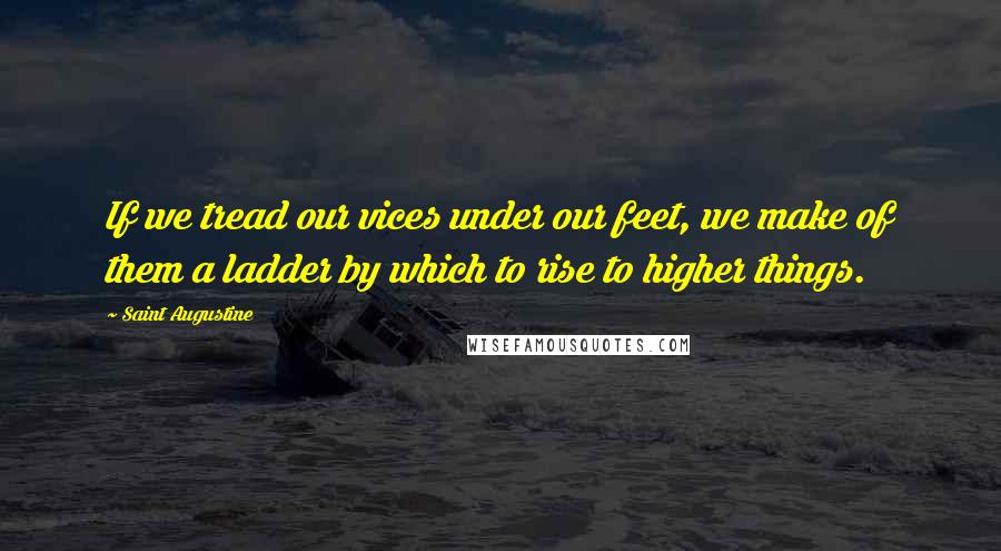 Saint Augustine Quotes: If we tread our vices under our feet, we make of them a ladder by which to rise to higher things.