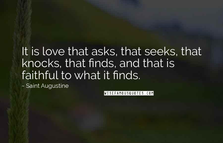 Saint Augustine Quotes: It is love that asks, that seeks, that knocks, that finds, and that is faithful to what it finds.