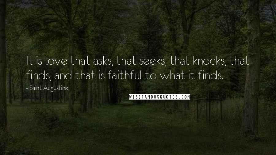 Saint Augustine Quotes: It is love that asks, that seeks, that knocks, that finds, and that is faithful to what it finds.