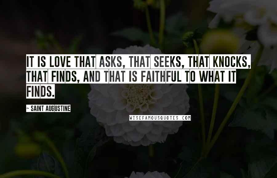 Saint Augustine Quotes: It is love that asks, that seeks, that knocks, that finds, and that is faithful to what it finds.