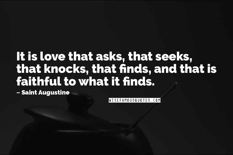 Saint Augustine Quotes: It is love that asks, that seeks, that knocks, that finds, and that is faithful to what it finds.