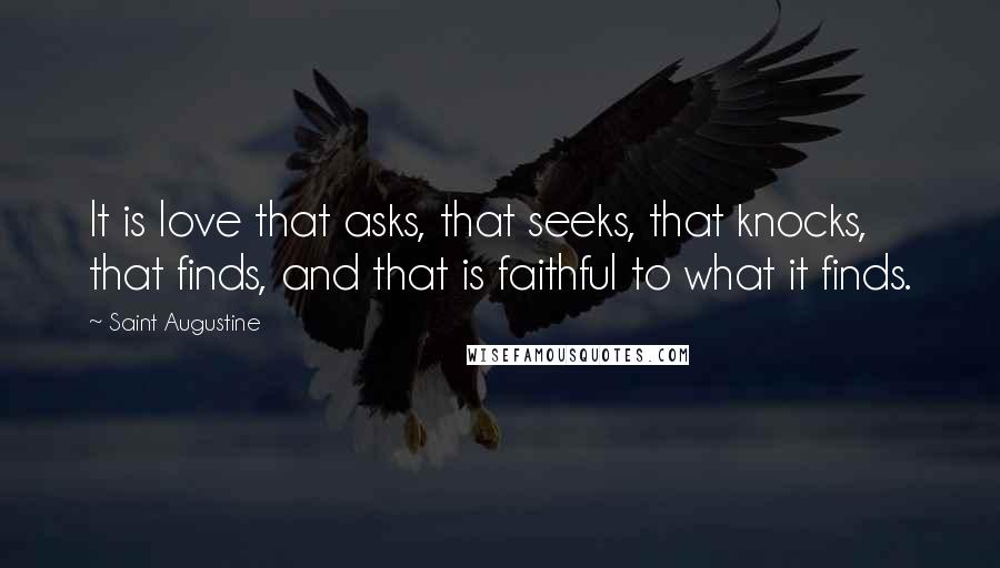 Saint Augustine Quotes: It is love that asks, that seeks, that knocks, that finds, and that is faithful to what it finds.