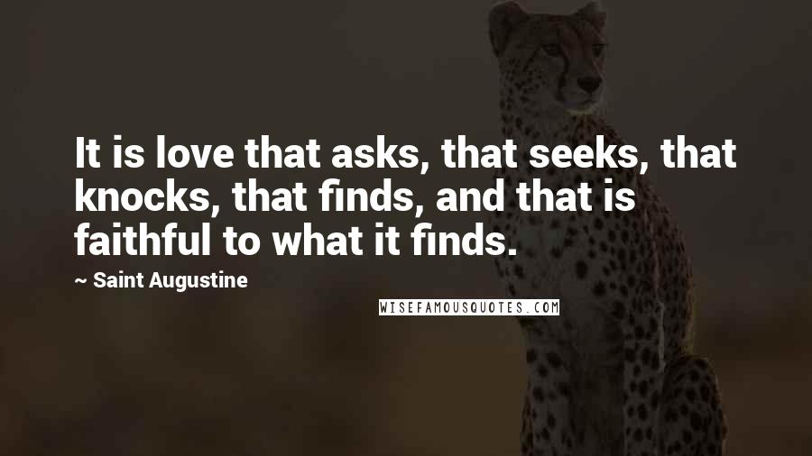 Saint Augustine Quotes: It is love that asks, that seeks, that knocks, that finds, and that is faithful to what it finds.