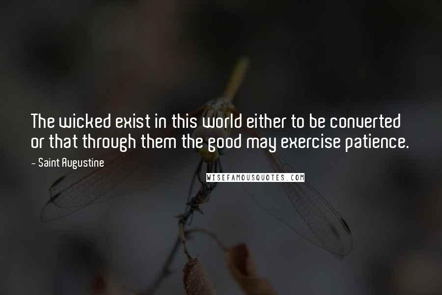 Saint Augustine Quotes: The wicked exist in this world either to be converted or that through them the good may exercise patience.
