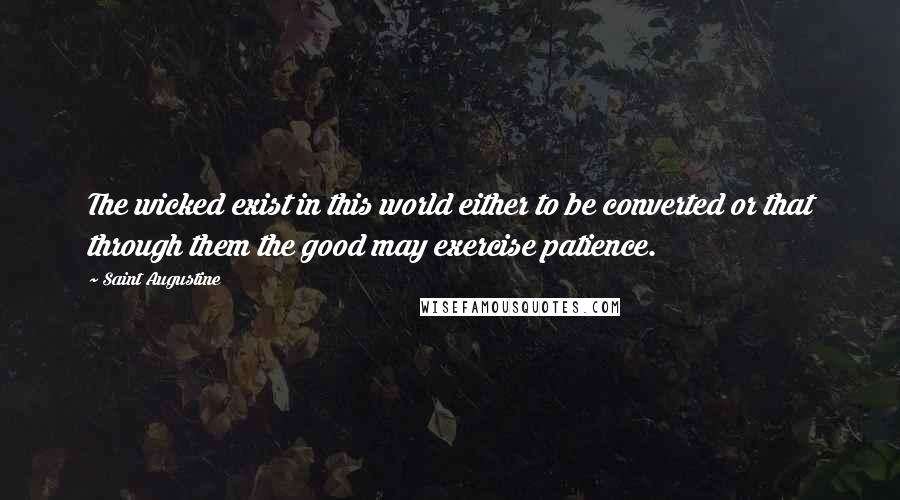Saint Augustine Quotes: The wicked exist in this world either to be converted or that through them the good may exercise patience.