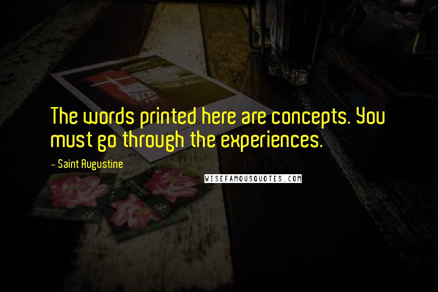 Saint Augustine Quotes: The words printed here are concepts. You must go through the experiences.