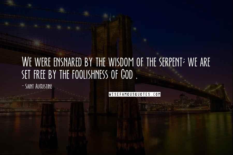 Saint Augustine Quotes: We were ensnared by the wisdom of the serpent; we are set free by the foolishness of God .