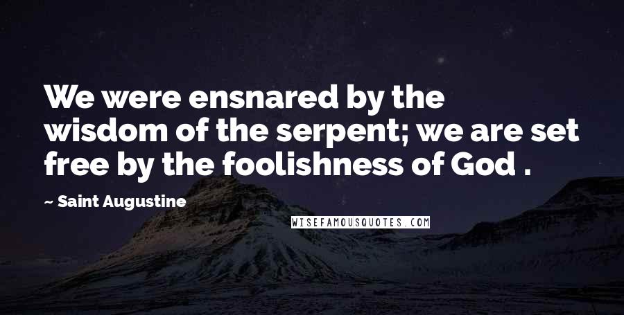 Saint Augustine Quotes: We were ensnared by the wisdom of the serpent; we are set free by the foolishness of God .