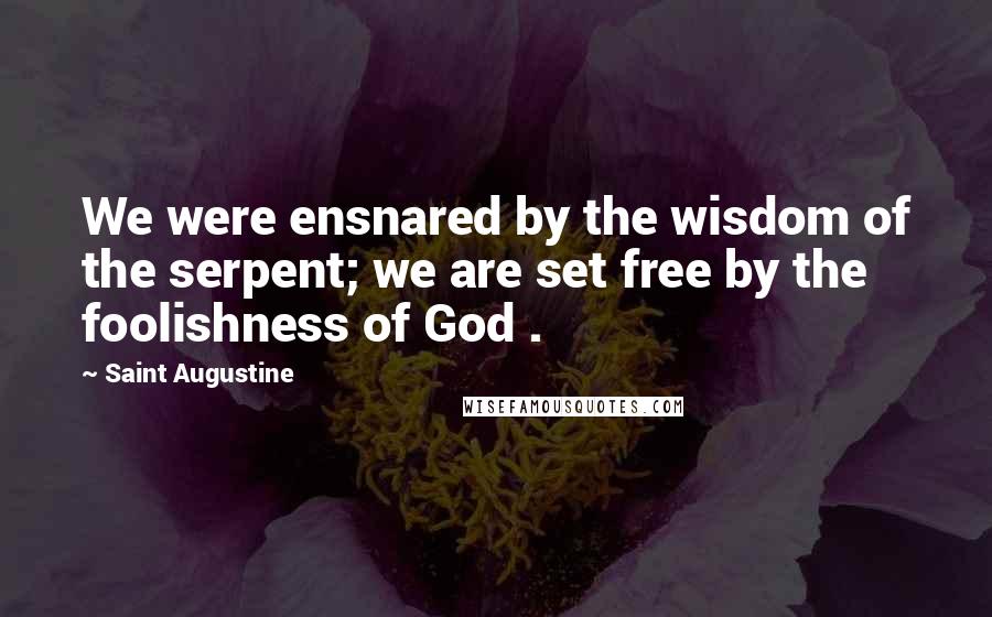 Saint Augustine Quotes: We were ensnared by the wisdom of the serpent; we are set free by the foolishness of God .