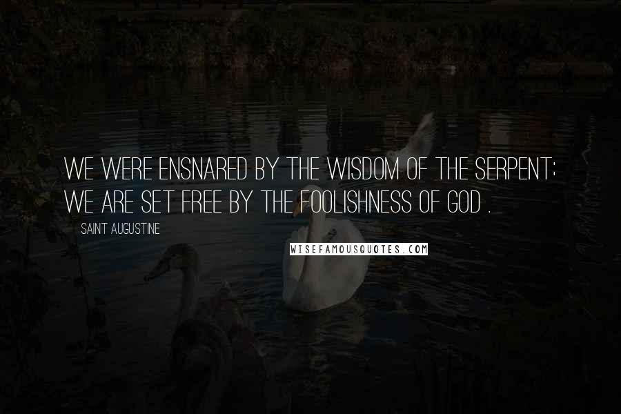 Saint Augustine Quotes: We were ensnared by the wisdom of the serpent; we are set free by the foolishness of God .