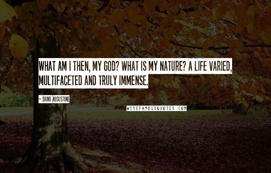 Saint Augustine Quotes: What am I then, my God? What is my nature? A life varied, multifaceted and truly immense.