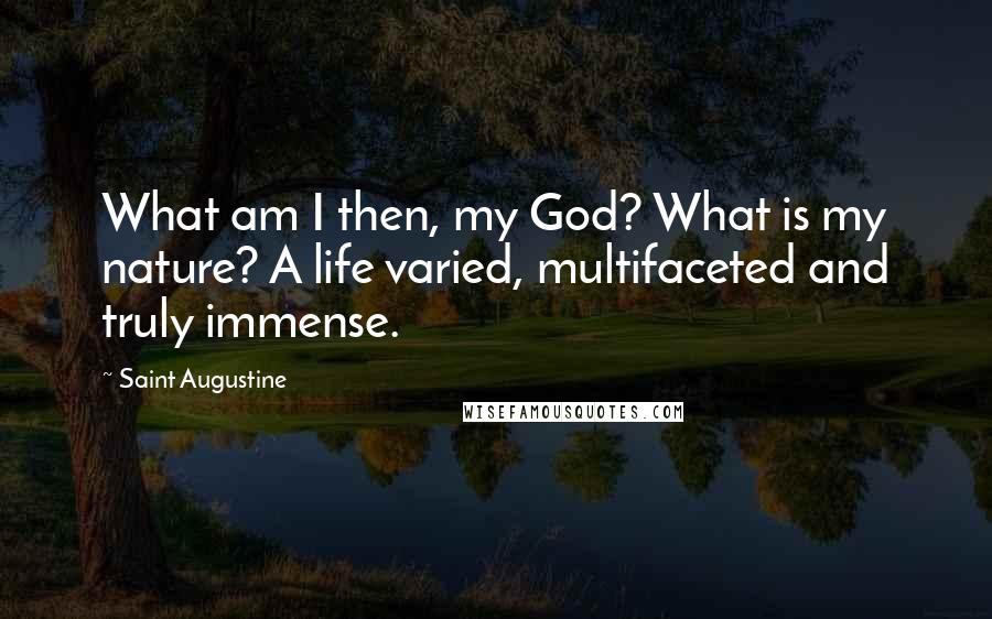 Saint Augustine Quotes: What am I then, my God? What is my nature? A life varied, multifaceted and truly immense.