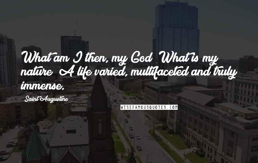 Saint Augustine Quotes: What am I then, my God? What is my nature? A life varied, multifaceted and truly immense.