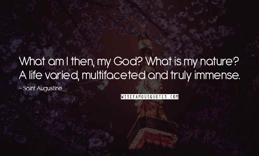 Saint Augustine Quotes: What am I then, my God? What is my nature? A life varied, multifaceted and truly immense.