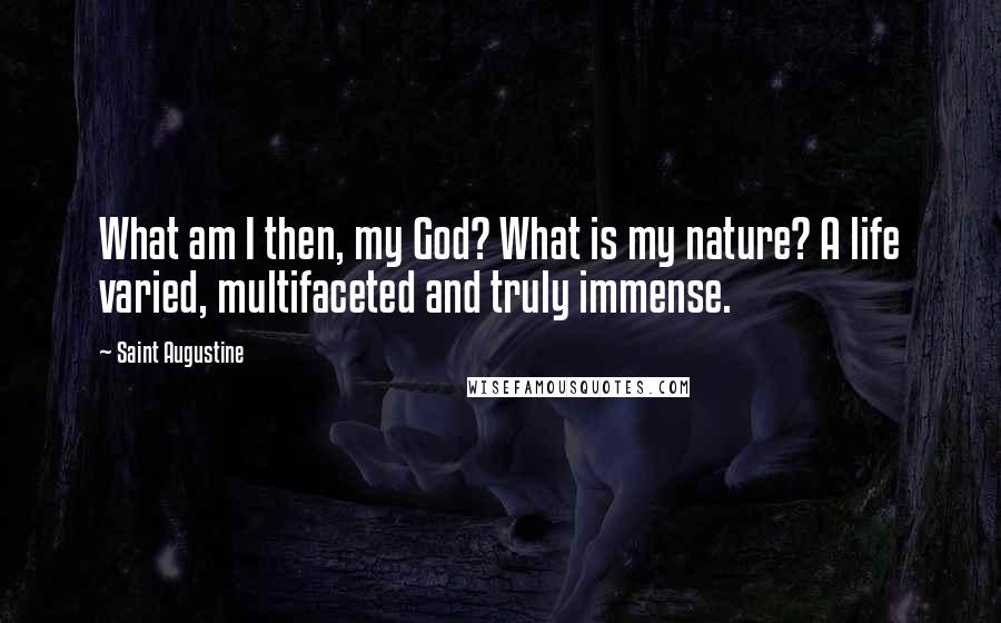 Saint Augustine Quotes: What am I then, my God? What is my nature? A life varied, multifaceted and truly immense.