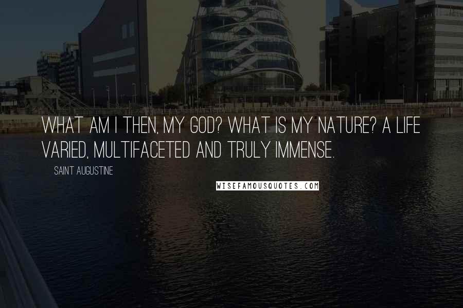 Saint Augustine Quotes: What am I then, my God? What is my nature? A life varied, multifaceted and truly immense.