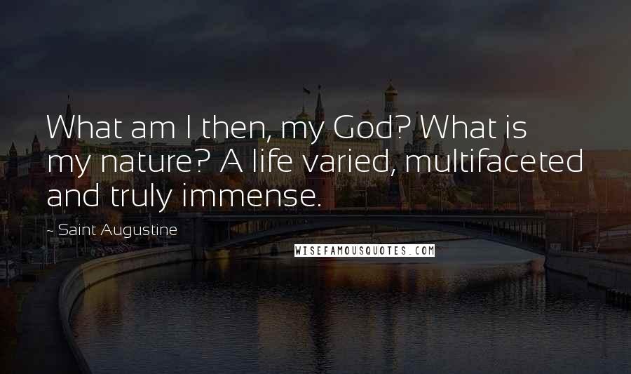 Saint Augustine Quotes: What am I then, my God? What is my nature? A life varied, multifaceted and truly immense.