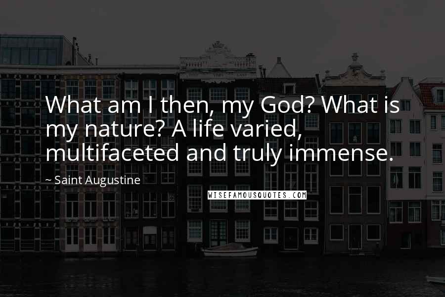 Saint Augustine Quotes: What am I then, my God? What is my nature? A life varied, multifaceted and truly immense.
