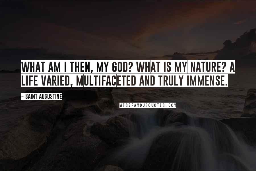 Saint Augustine Quotes: What am I then, my God? What is my nature? A life varied, multifaceted and truly immense.