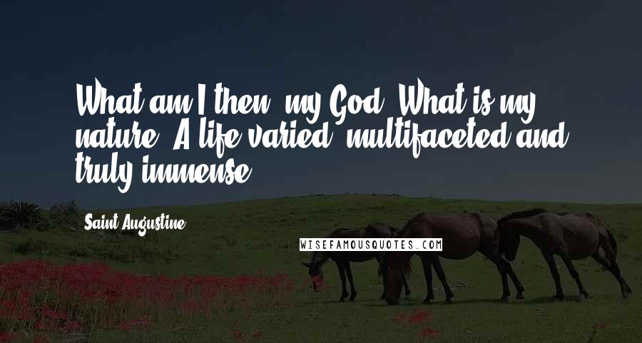 Saint Augustine Quotes: What am I then, my God? What is my nature? A life varied, multifaceted and truly immense.